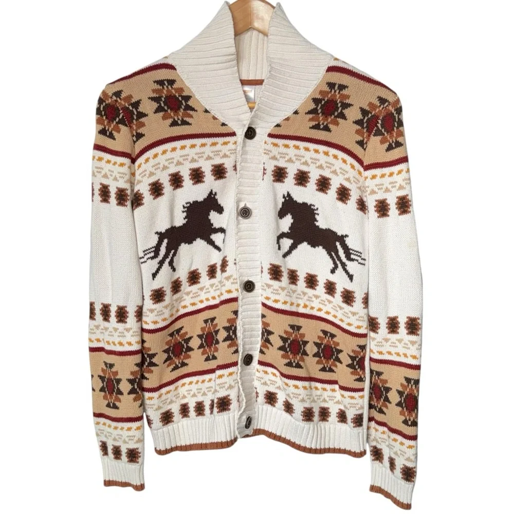 GYMBOREE  Boys Horse Cardigan - Western Skies - Size 12